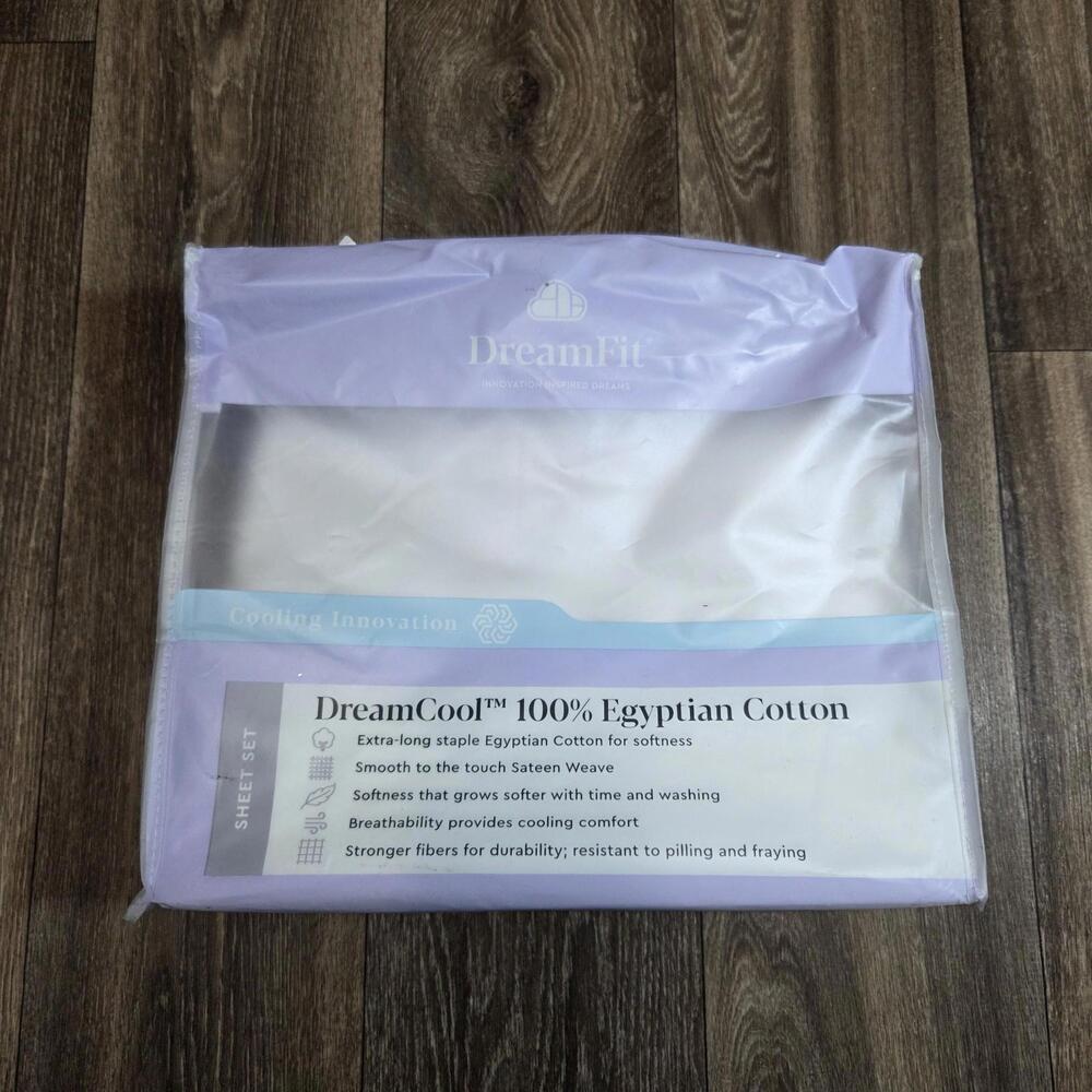 DreamFit DreamCool 100% Egyptian Cotton Queen Bed Sheet Set White - See DESCR